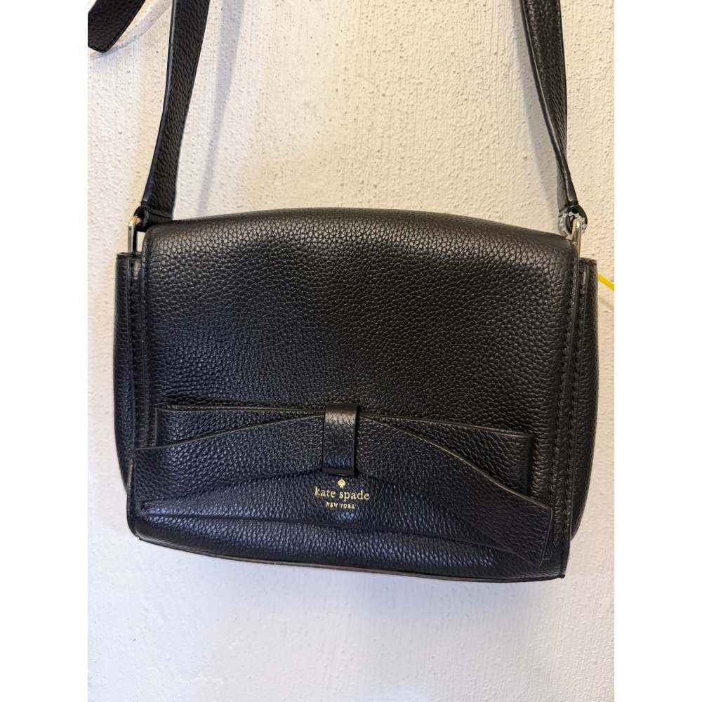 Kate Spade New York Black Pebbled Leather Bow Crossbody Bag WKRU4639